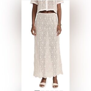 Agua Bendita Tove Seed Crochet Cover Up Maxi Skirt Cream Sz L
